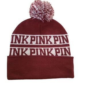 Pink Victoria's secret hat winter cap Women's maroon Ski cap